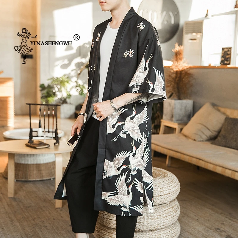 Japanese Kimono Men Fashion Casual Long 