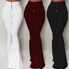 Goocheer белые штаны клеш Женские с высокой талией на пуговицах расклешенные брюки новые брюки тонкие повседневные Элегантные рабочая одежда Pantalon Femme