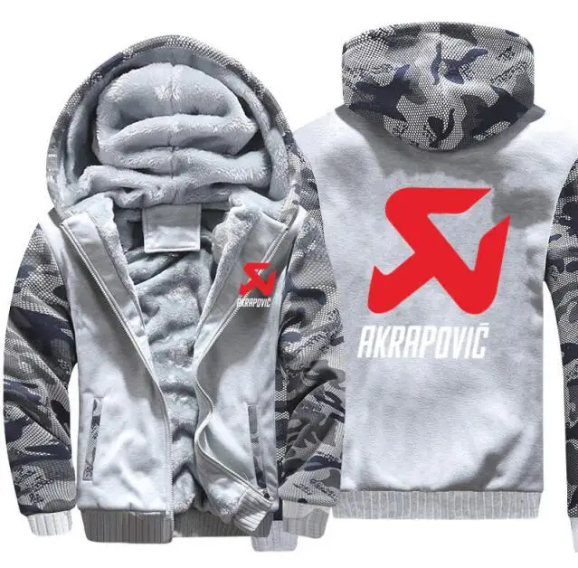 Akrapovic толстовки куртка зимняя мужская повседневная шерстяная подкладка флисовая Akrapovic толстовки Hoodioe высокого качества S-5XL - Цвет: 4