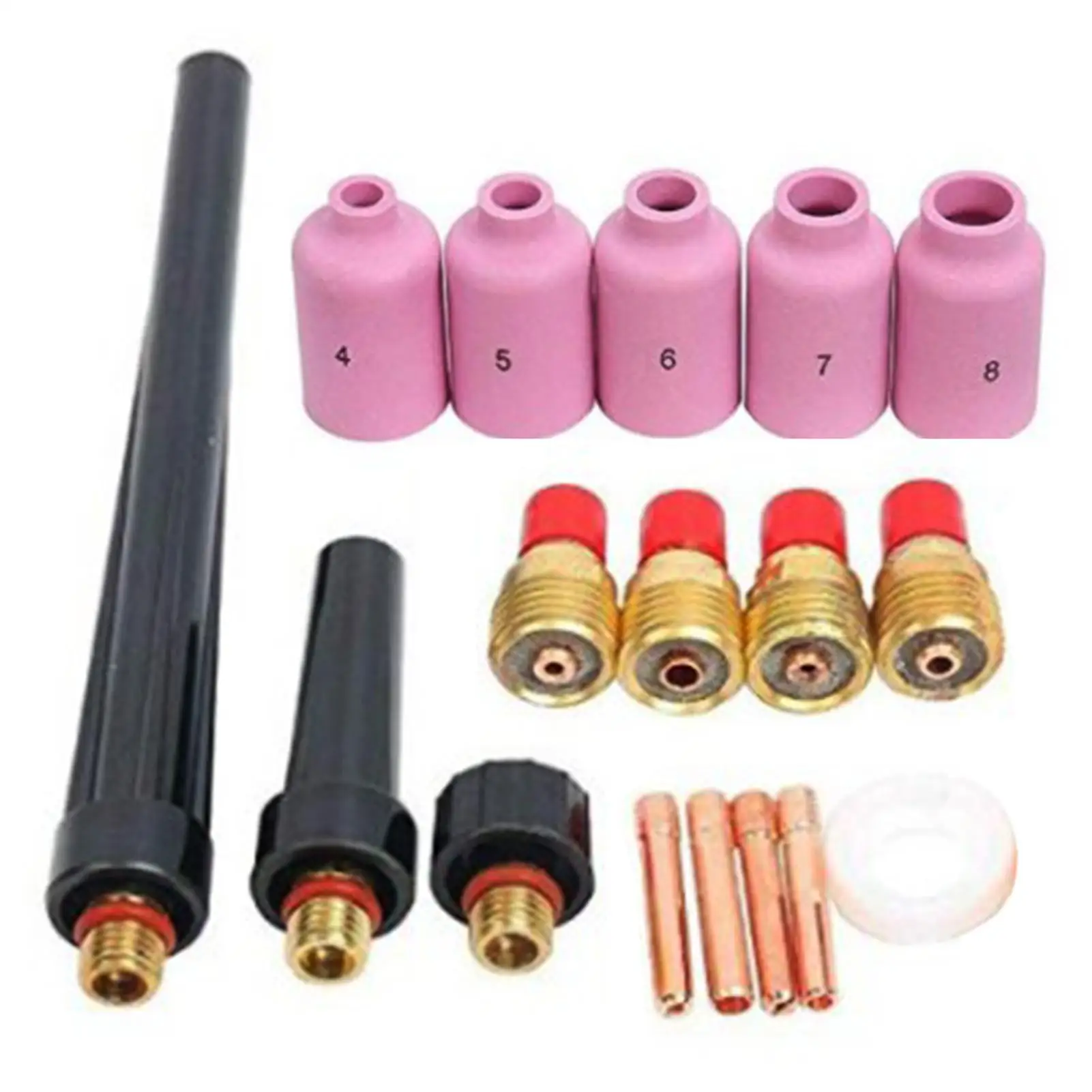 Hot Sales 17Pcs/Set WP9/20/25 High Quality Efficiency Copper Argon Arc Welding Ceramic Cutting Nozzle Electrode Set | Инструменты