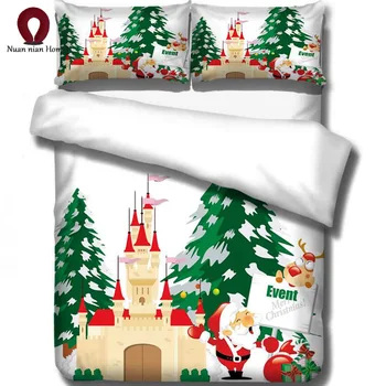 

Christmas Suite Bedding Green Christmas Tree Festive Home Textile Set Duvet with Pillow Case 3D Free Shipping