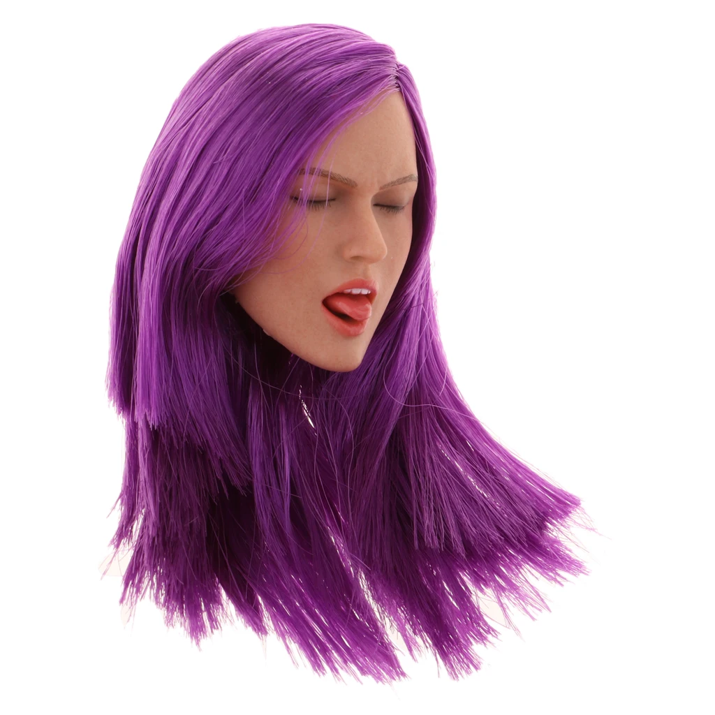 1/6th Scale Female Head Sculpture Sculpt for /Kumik 12inch Action Figure   DIY - 5 Colors are Available