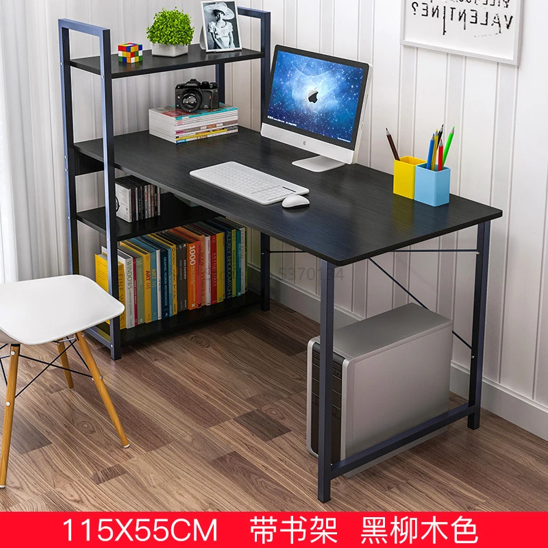 Компьютерный стол домашний простой стол книжная полка сочетание простой современный студенческий письменный угловой стол - Цвет: Синий