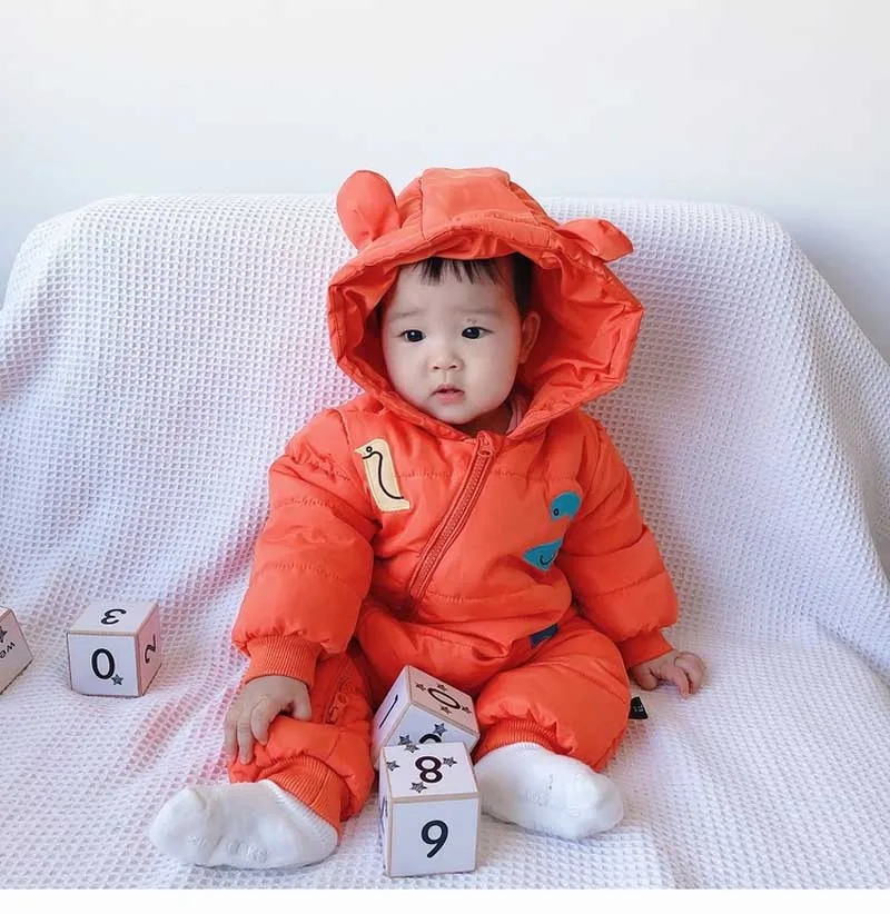 Thick Infant One-Pieces Romper for Boy Girls Hooded Outdoor Jumpsuit Soft Autumn Winter Baby Thicken Warm Clothes Rompers