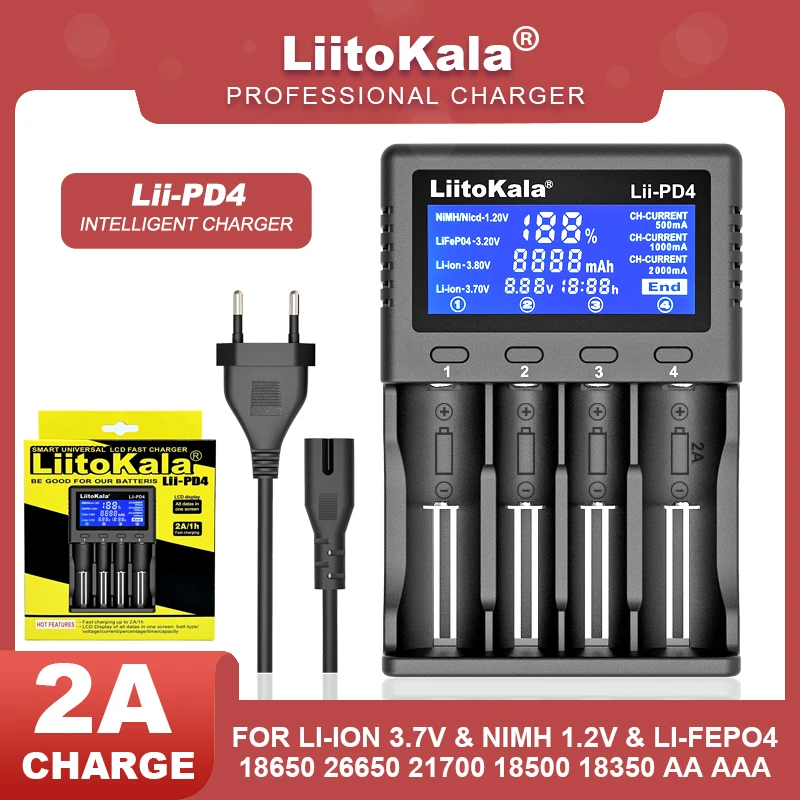 3.7V 18650 18350 18500 21700 20700B 20700 26650 AA NiMH lithium Battery Charger Liitokala Lii-500 Lii-PD4 Lii-500S Lii-PD2 LCD