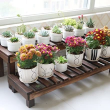 Flower Airs Solid Wood Multi-storey Ladder Household Landing Type Iron Art Indoor A Living Room Meaty Botany Flowerpot Shelves
