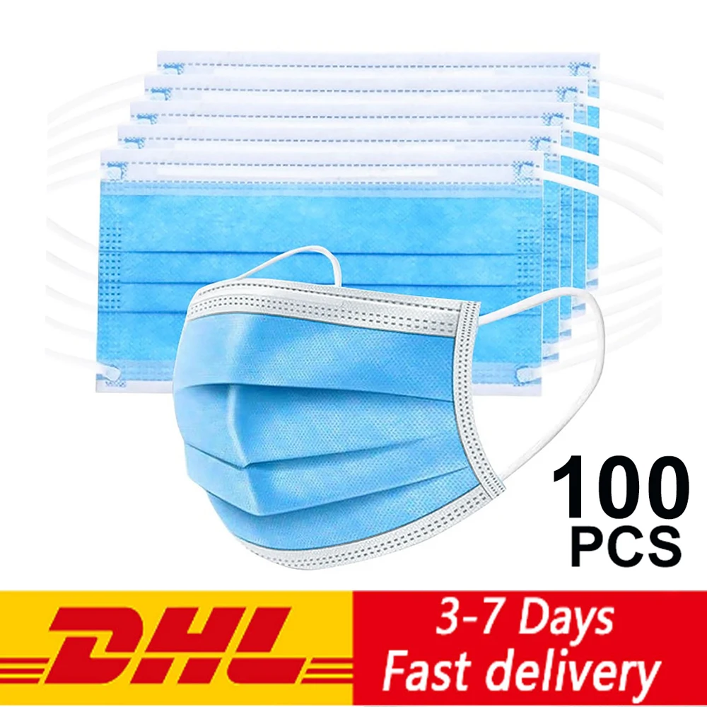 

Free DHL Face Mouth Anti Virus Mask Disposable Protect 3 Layers Filter Dustproof Earloop Non Woven Mouth Masks 24 hours Shipping