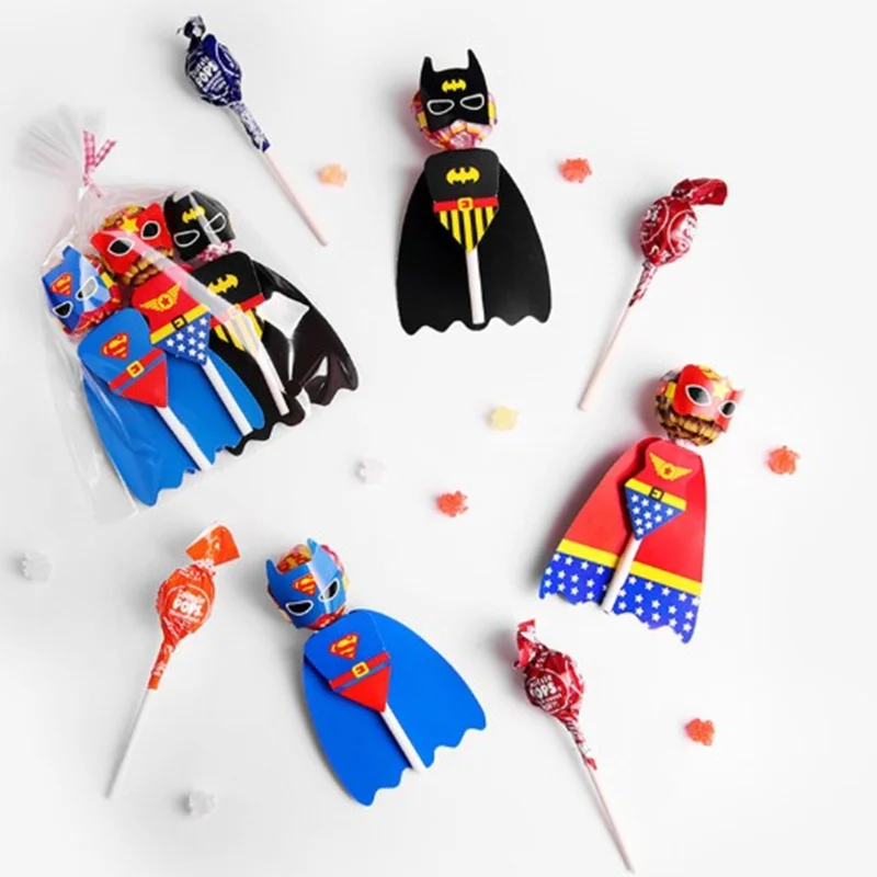 Party Packaging Kids Heroes Cards Batman Paper Birthday Accessories Candy Princess Boy 36Pcs/Lot Handmade Gifts Lollipop Cartoon | Дом и сад