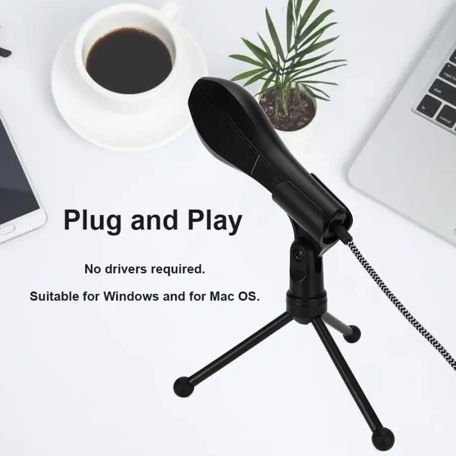 USB проводной микрофон двойной конденсаторный микрофон с штативом для настольных компьютеров и ноутбуков на продажу