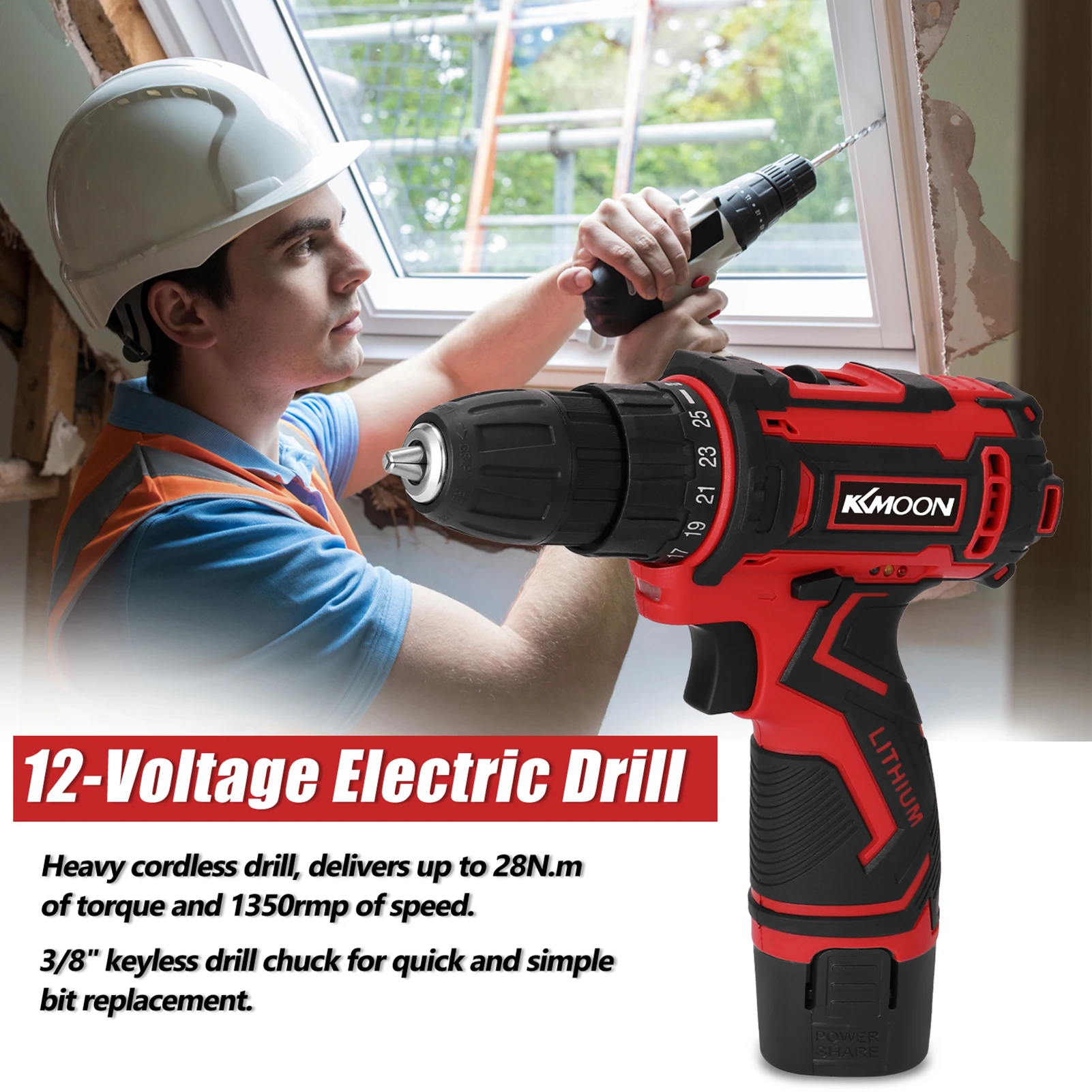 KKmoon 12V Cordless Drill Electric 
