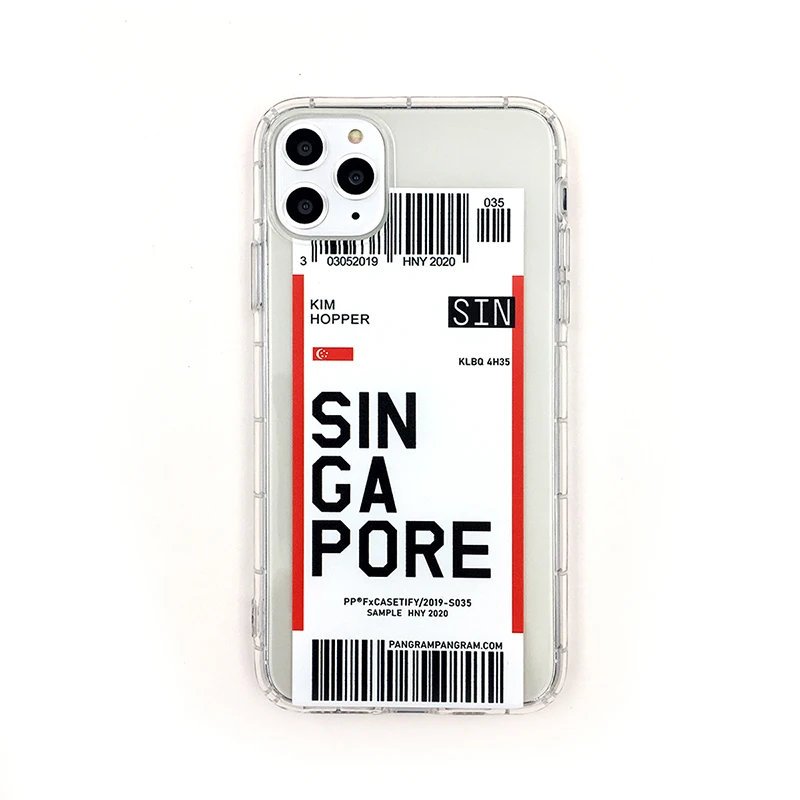 Singapore Модный чехол для телефона с воздушными билетами для iPhone 11 Pro Max 7 8 Plus X XS XR XSMax 6 6s самолет Дубай Рим Нью-Йорк Гонконг - Цвет: Singapore