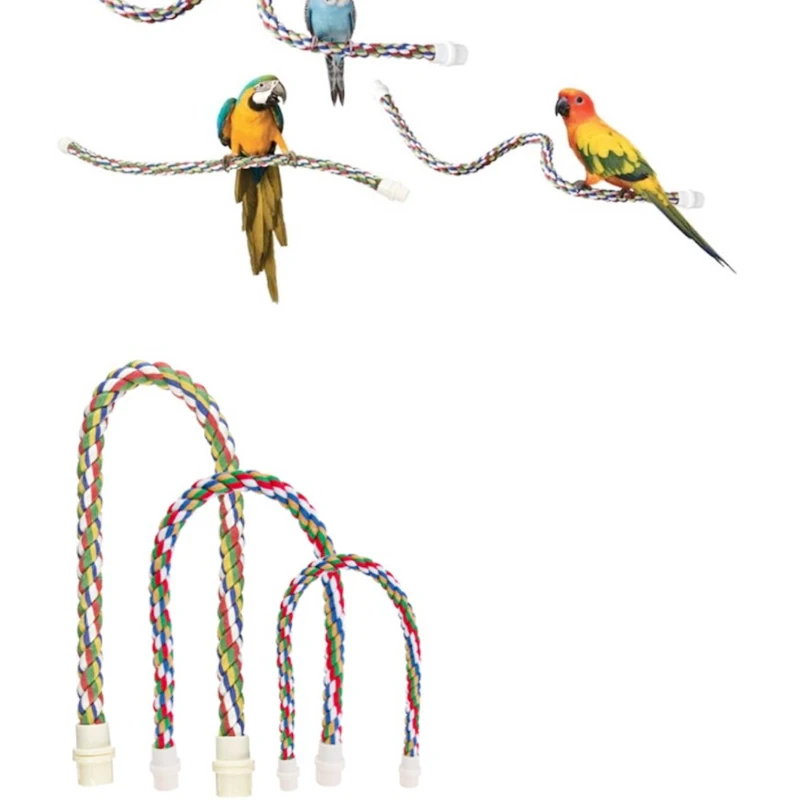 Parrot Bird Standing Toys Cotton Rope Colorful Toy Chew Perches Staion Bar For Bird Cage Cotton Rope Accessories Supplies
