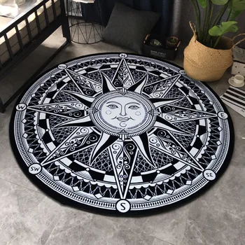 

Art Sun Print Geometric Yoga Mat Kids Room Carpet Soft Play Crawling Mat Round Vintage Ethnic Style Carpets For Living Room Bedr