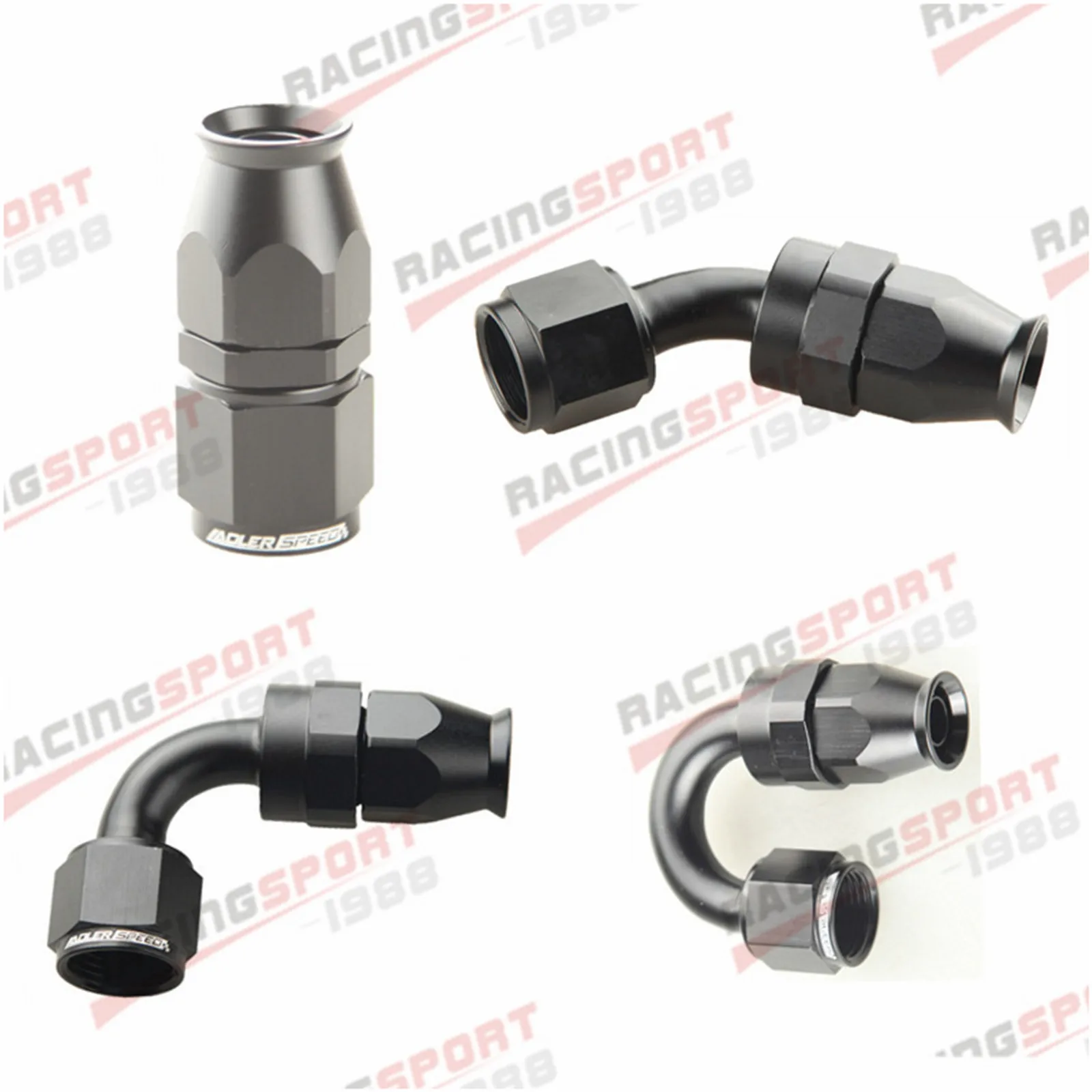 

4AN AN4 Straight 45/90/180 Degree Reusable Swivel P-TFE T-eflon Hose End Fitting Adapter Black