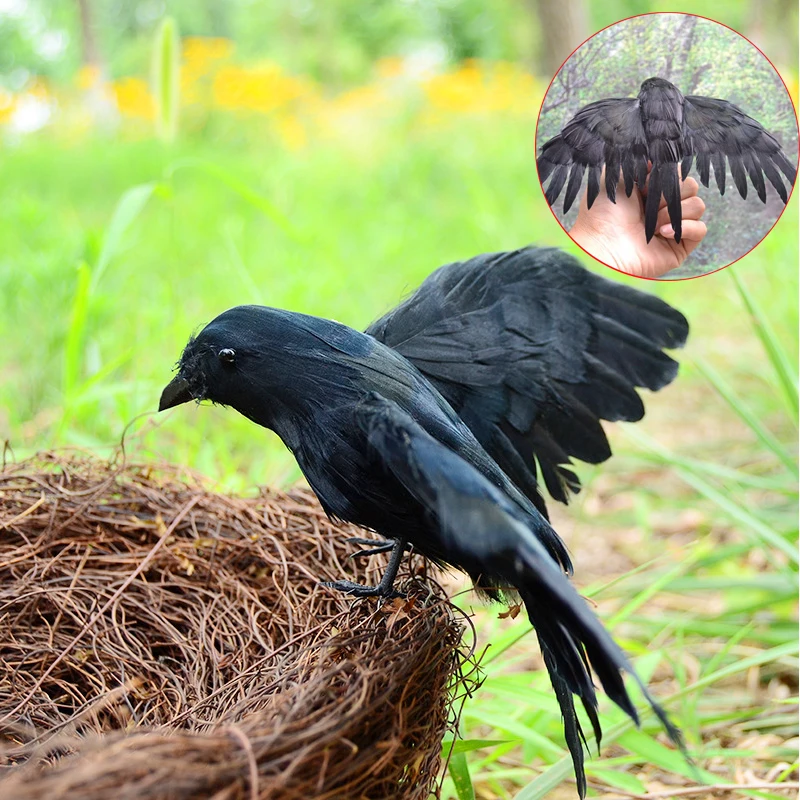 

1Pcs Black Bird Raven Artificial Crow Prop Decor For Halloween Display Event Party Home Bar Garden Decoration Supplies Gift