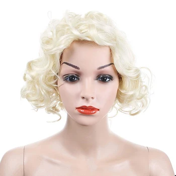 

MANWEI Synthetic Women Fluffy Natural Wig Light Brown Short Straight Hair Bob Glueless Party Wig