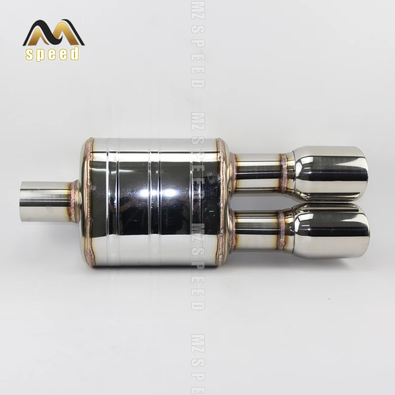 Car Accessories 304 stainless steel exhaust pipe muffler, universal 51mm -76mm pipe, double output 89mm output tail pipe