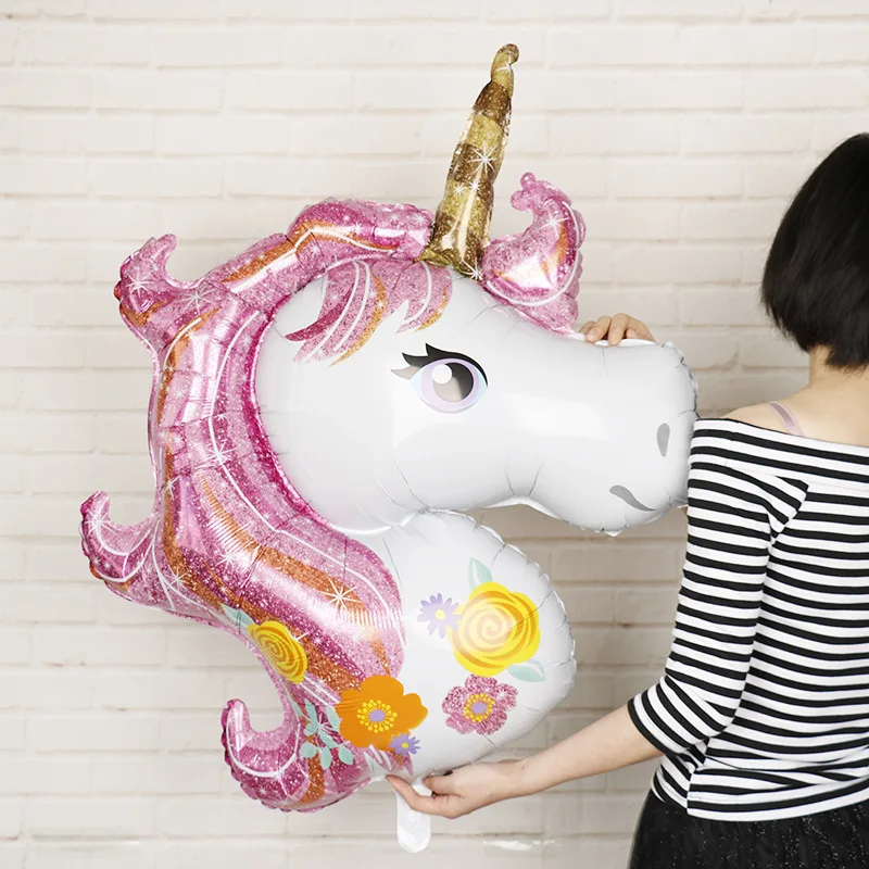 1 шт. 57*58 см розовый маленький воздушный шар Лошадь Единорог гелиевый воздушный шар покрытый фольгой детские игрушки свадьба день рождения животные вечерние принадлежности для декора