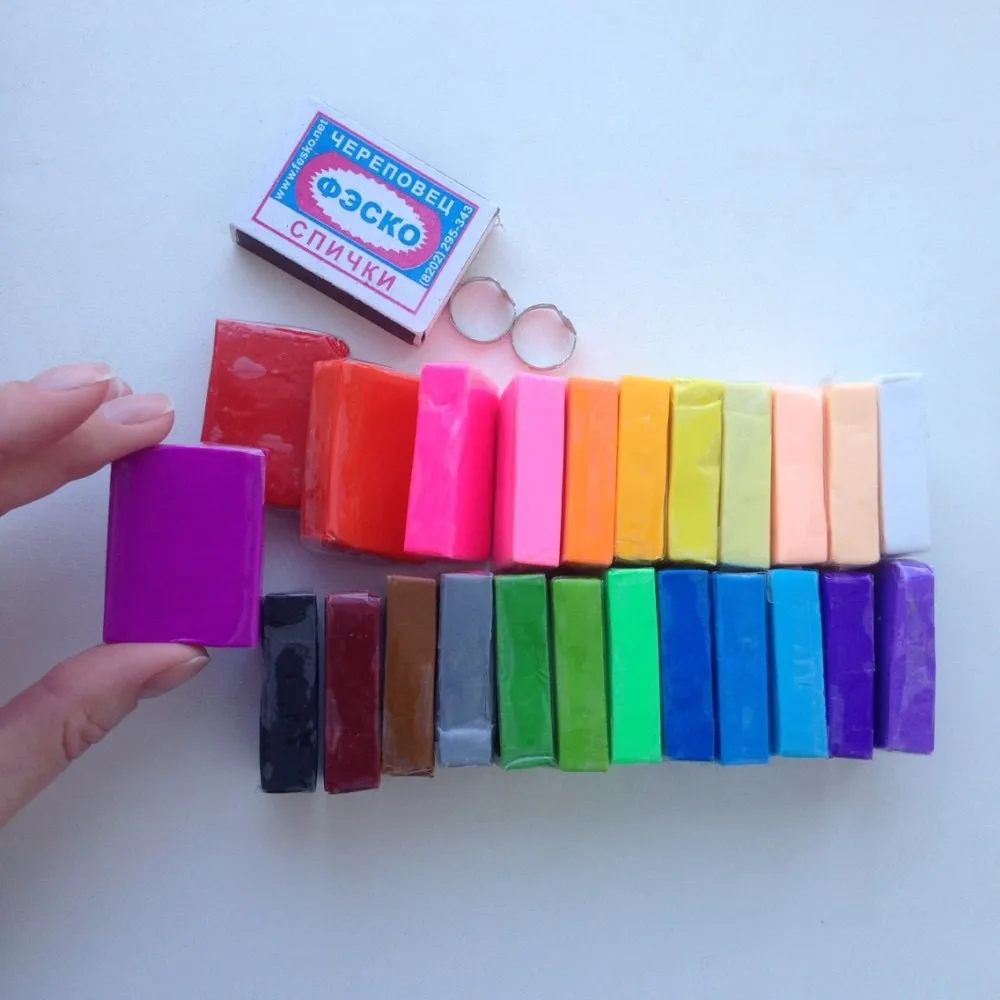 

Flexible texture Polymer clay 24 color ,each color 21g block ,total around 504g