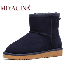 MIYAGINA 2021 New Fashion 100% Genuine Cowhide Leather Snow Boots Australia Classic Women Boots Warm Winter Shoes For Women