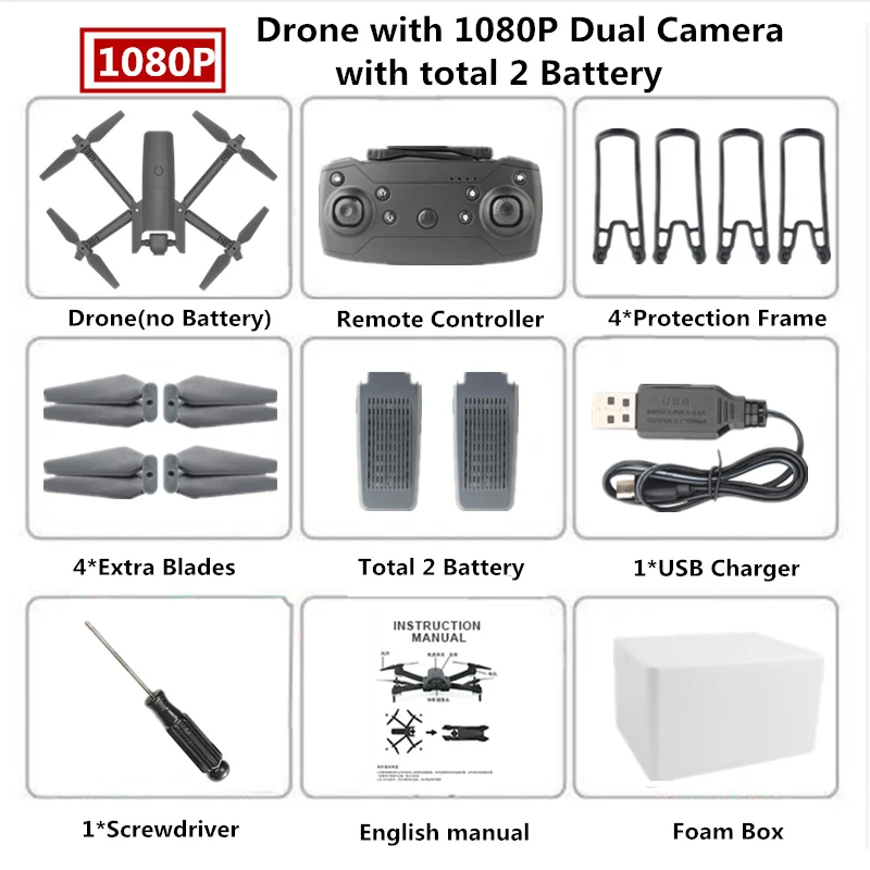 CSJ-X4 Радиоуправляемый Дрон с 4K HD WiFi FPV камерой режим удержания высоты Квадрокоптер складной рычаг Вертолет VS E58 M69 SG106 Дрон игрушка - Цвет: 1080P Foam Box 2