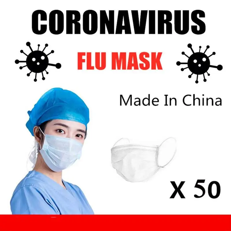 

50 Pcs Disposable 3 Layer Dustproof Face Mouth Masks Anti PM2.5 Anti Influenza Breathing Safety Masks Face Care Elastic