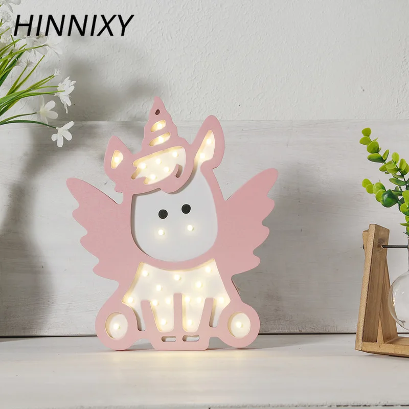 Hinnixy милый мультяшный ночник розовый синий Ангел Единорог животное LED Декор для