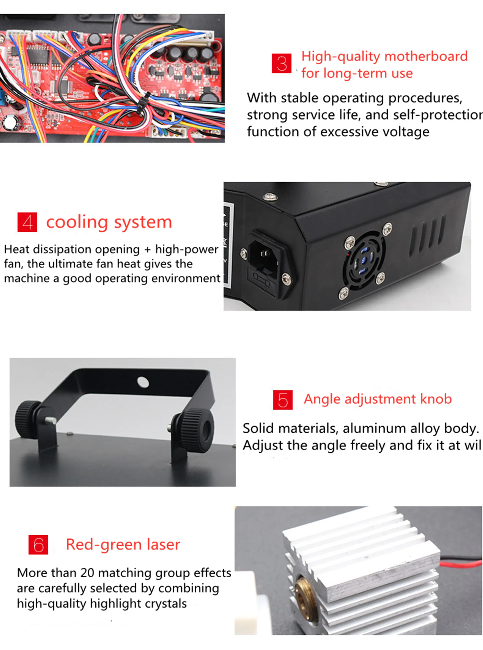 Sistema de Luzes com Efeitos de Discoteca para Shows Festas e Apresentações com Laser com 6 Luminária Lentes Rgb 9 Luminária laser com 6 lentes rgb, sistema
