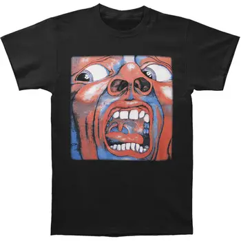 

King Crimson Men's In The Court of The Crimson King T-shirt Black T Shirt Men Funny Tee Shirts Short Sleeve White Style