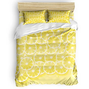 

Fruit Lemon Slice Yellow Printing Custom Bedding Set 3D Digital Printing Christmas Bedding Set US KING QUEEN