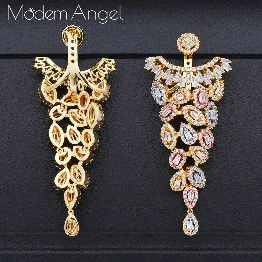 ModemAngel, модные роскошные серьги-гвоздики с цветком для женщин, свадебные серьги с кубическим цирконием и кристаллами в Африканском Дубае, золотые свадебные серьги
