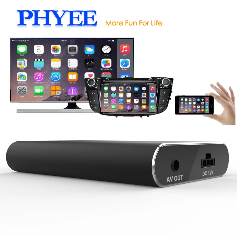  PHYEE USB MirrorLink Car Dongle Screen Mirroring Box Plug and Play Audio Video Adapter MLC600 HDMI 