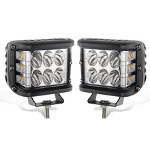 ECAHAYAKU – lampe de travail à double LED, 60W, stroboscope jaune pour voitures, camions tout-terrain, tracteur SUV, bateau ATV 4x4 12V, 2 pièces