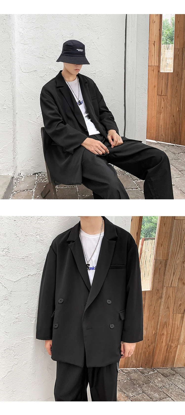 Korean New Men Blazer Black Oversized Blazer Masculino Casual Student Men Blazer hombre