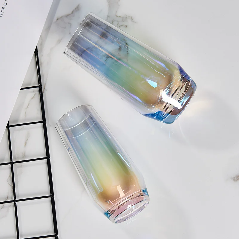 Rainbow Nordic Glass Cup Transparent Simple Water Modern Creative Copas De Cristal Office Juice Milk Drinkware 570ML MM60BLB | Дом и сад
