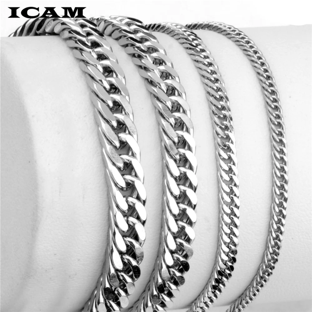 ICAM-pulsera de acero inoxidable para hombre y mujer, cadena de eslabones cubanos, cadenas Davieslee, joyería
