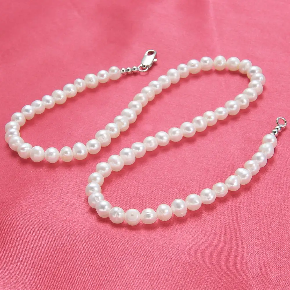 Ожерелье из натурального пресноводного жемчуга для женщин, белый жемчуг, длина 45 см, ожерелье, ювелирное изделие, 6-7 мм, жемчуг, подарок, модное ювелирное изделие - Цвет камня: white pearl