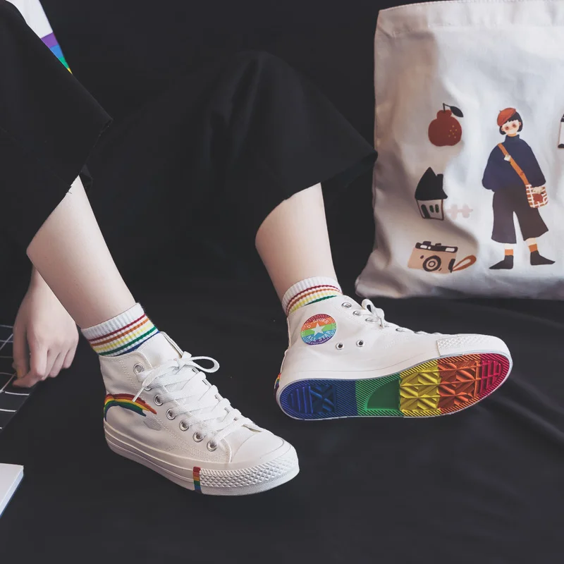 Кеды JG женские с вулканизированной подошвой модные кроссовки радужной расцветки