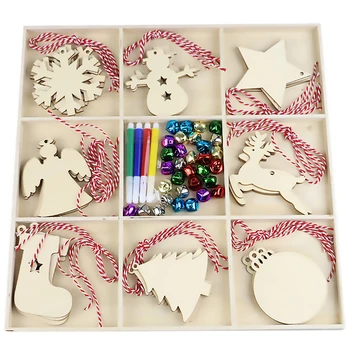 

10PCs Wooden christmas decorations Ornaments Kids Toys For Chirstmas Tree Hanging Pendants Xmas Decoration For Home Party 2021