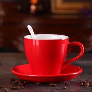 

Vintage Solid Cappuccino Cups Chinese Bone Beautiful Coffee Cup Red Blue China Tea Retro Kahve Fincanlar British Gift LZI125