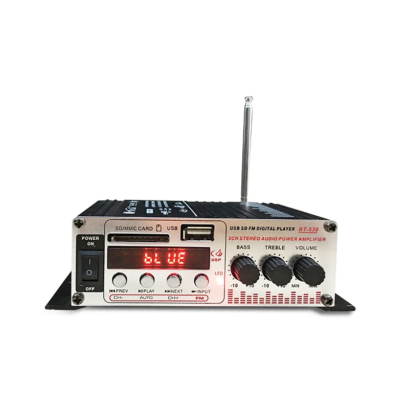 Мини-усилитель мощности для автомобиля 2 канала Hi-Fi аудио усилитель дисплей Bluetooth