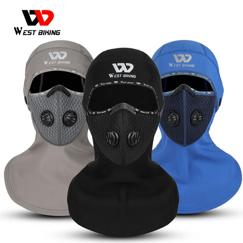 WEST BIKING Winter Sport Cycling Headwear With Activated Carbon Filter Face Cover Ski Bicycle Motocycle Fleece Head Cap Hat
