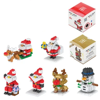 

DIY Bricks Compatible Assembled Blocks Mini Blocks Christmas Santa Claus Elk Model Micro Bricks Building Block Toy For Kids Gift