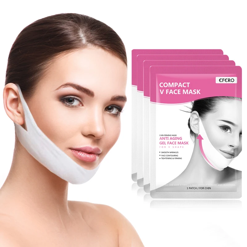 

4PCS Lifting Face Mask Double V Face Shape Firming Mask Paper Slimming Eliminate Edema Firming Lifting Face Mask Face Care Tool