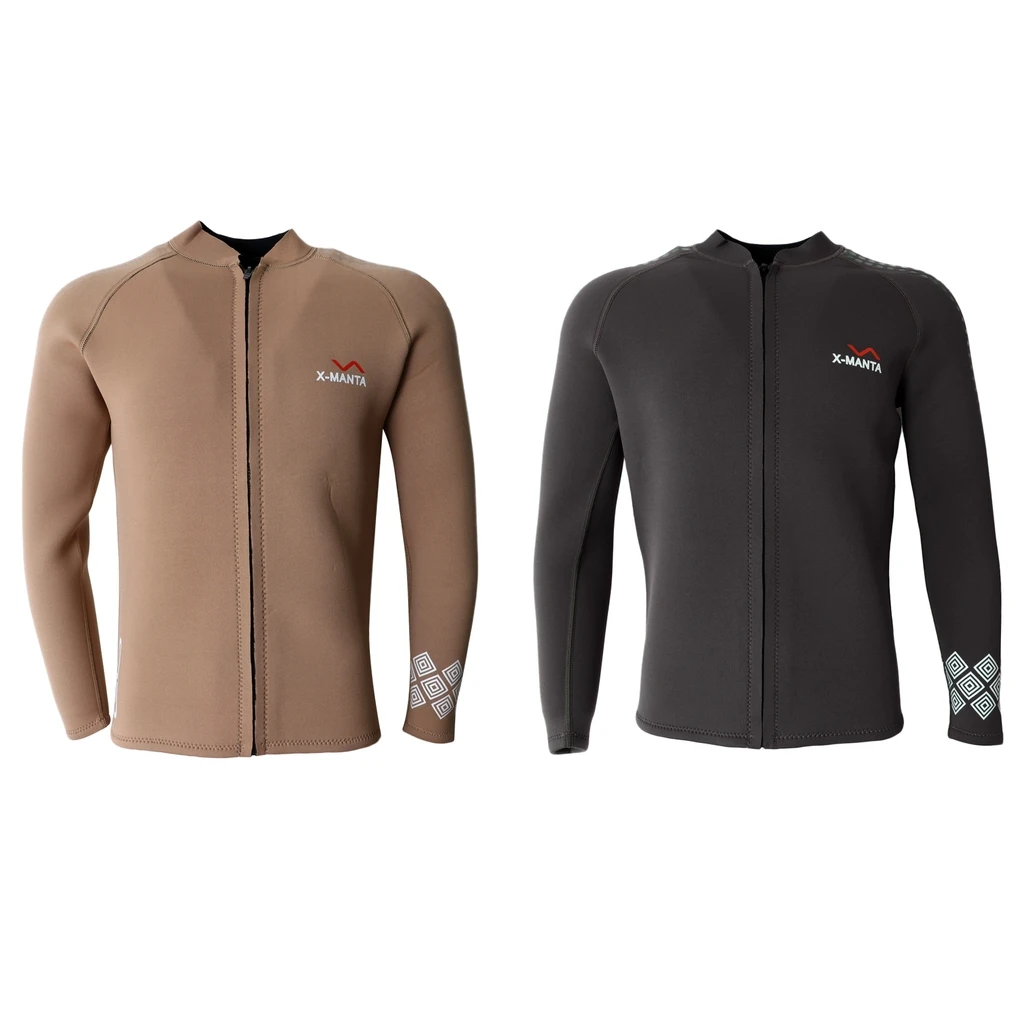

3mm Neoprene Soft Men Long Sleeve Wetsuit Zipper Jacket Rashguard Scuba Surf Tops Sportswear & Accessories