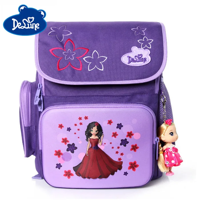Delune, Мультяшные школьные сумки, детский школьный рюкзак для девочек, ортопедический рюкзак, детская школьная сумка, мотоциклетный безопасный рюкзак - Цвет: D2-012