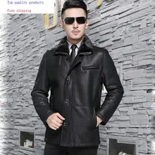 Зимняя мужская куртка из натуральной кожи, натуральная овчина, пальто для мужчин, Воротник из меха норки, Блузон Cuir Homme M17C031 KJ3215