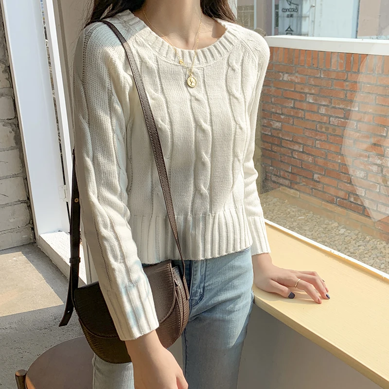 Women Sweaters Knitted Tops 2019 New Winter Casual Female Knitwear Candy Color Fashion O-Neck Woman Short Casual Pullovers   (9)
