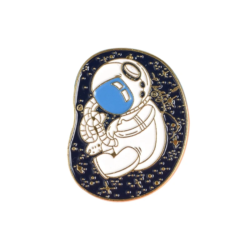 style2 GOLD Космический путешествия эмалированная булавка астронавты специальное издание мешочек для брошек одежда лацкан булавка космическое пространство значок для детские ювелирные изделия подарок - Окраска металла: style2 GOLD