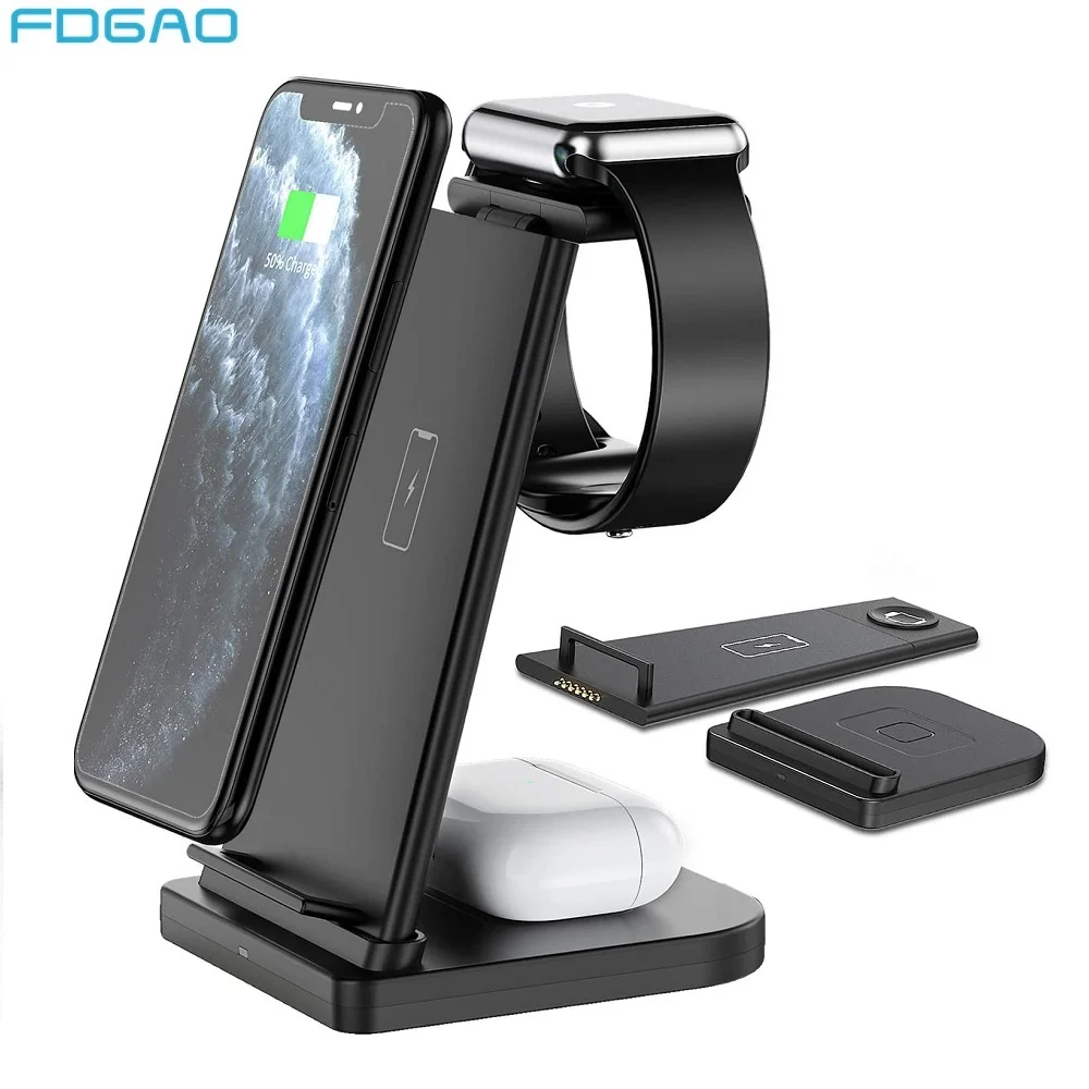3 In 1 Wireless Charger 15W Fast Charge For Iphone 11 XS XR X 8 Charger Dock For Apple Watch 6 5 4 3 Airpods Pro Charging Stand